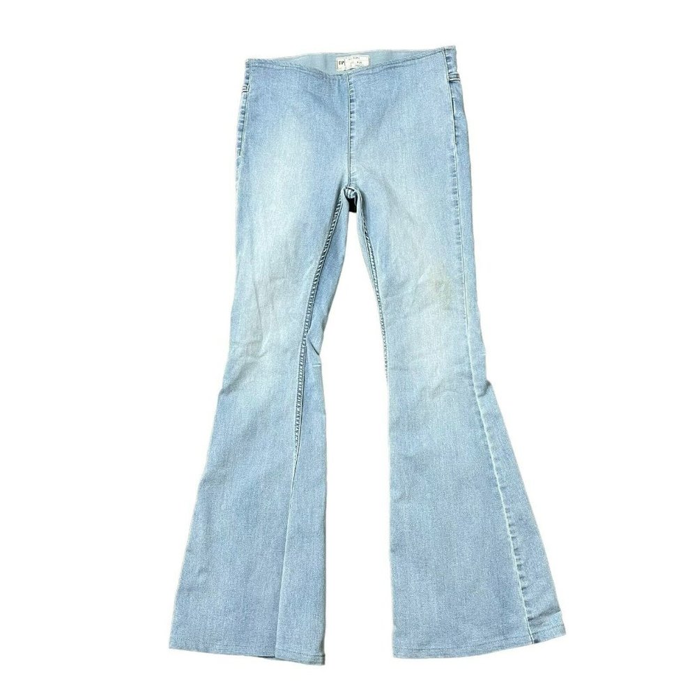 Free People Penny Pull On Flare Jeans Light Wash Jean High Rise Stretch Size 28 - Picture 2 of 12
